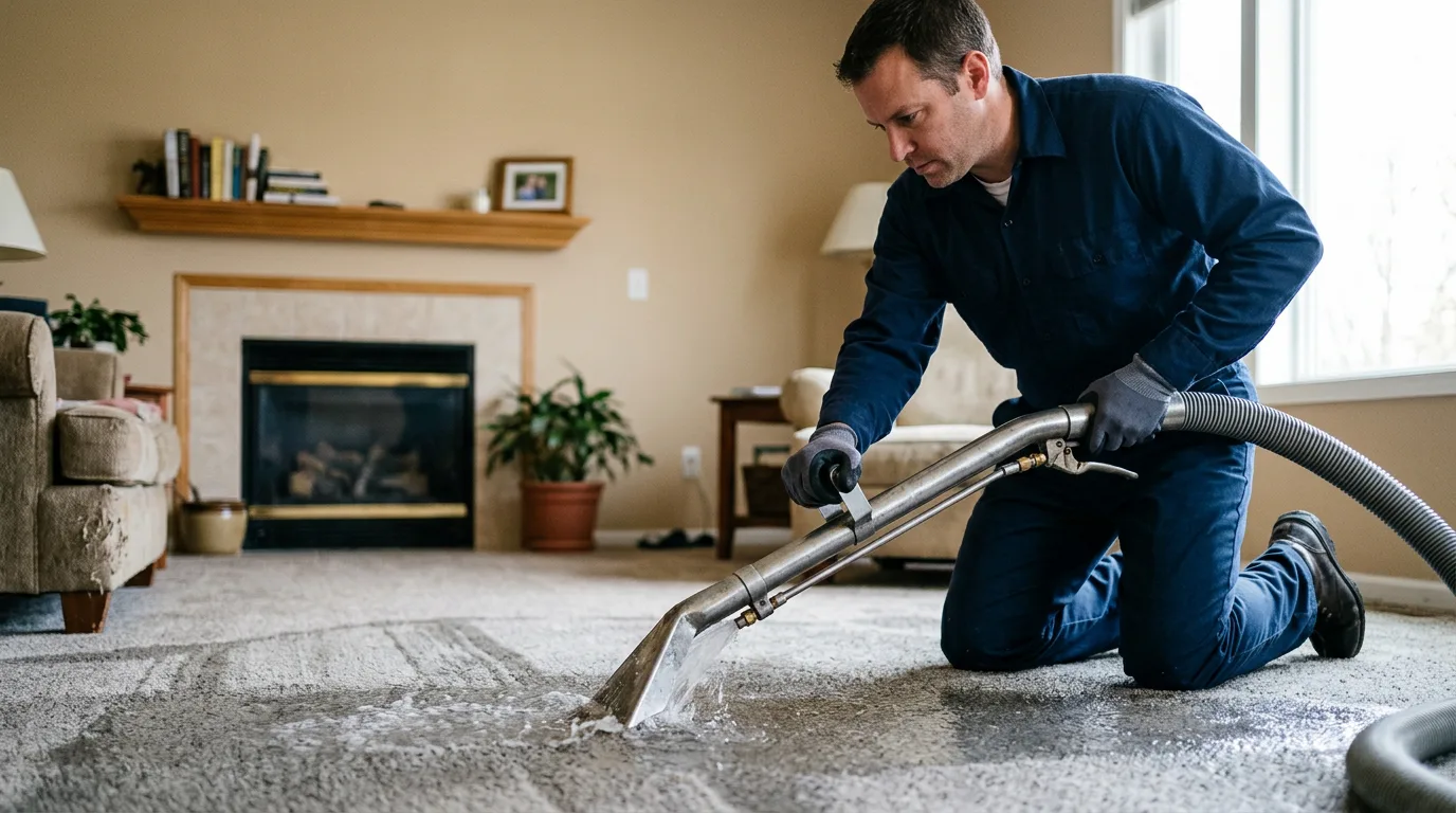 Water damage restoration technician working near La Quinta, CA